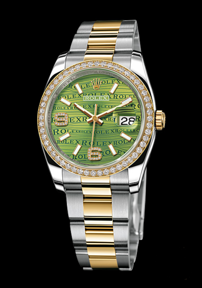 Rolex 116243 Green Waves Diamonds Oyster Datejust 36mm Steel and Yellow Gold - фото 2