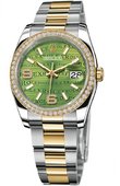 Rolex Datejust 116243 Green Waves Diamonds Oyster 36mm Steel and Yellow Gold