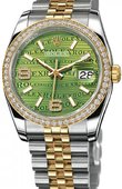 Rolex Datejust 116243 Green Waves Diamonds Jubilee 36mm Steel and Yellow Gold