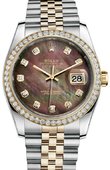 Rolex Datejust 116243 Black MOPD 36mm Steel and Yellow Gold