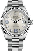 Rolex Datejust 178279 Silver Diamond and Sapphires 31mm White Gold