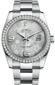 Rolex Datejust 116244 Silver Floral 36mm Steel and White Gold