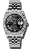Rolex Datejust 116244-bksbrj 36mm Steel and White Gold
