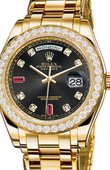 Rolex Day-Date 18948 black diamond ruby dial 39mm Special Edition Yellow Gold Masterpiece