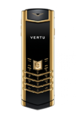Vertu Телефоны Vertu Signature 002W4B2 Yellow Gold Black Ceramic Back Black Leather