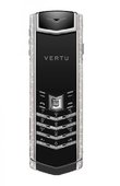 Vertu Телефоны Vertu Signature White Gold Full Pave Diamond Bezel Black Ceramic B Back Black Leather