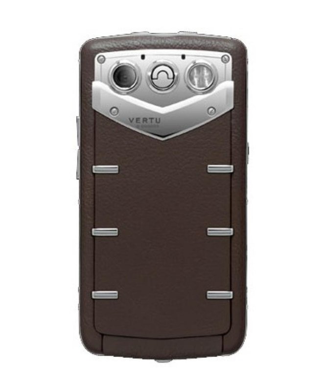 Vertu Polished Stainless Steel Sapphire Keys Constellation Quest Brown Leather - фото 2