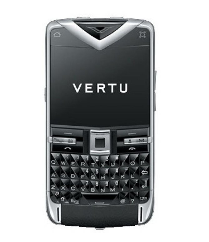 Vertu Polished Stainless Steel Sapphire Keys Black Leath Constellation Quest Quickoffice - фото 1