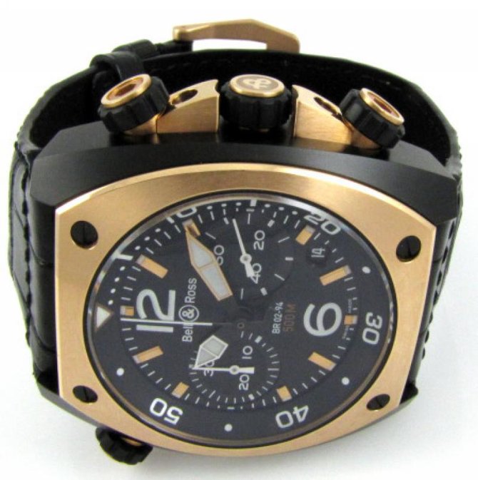 Bell & Ross BR 02-94 Rose Gold & Carbon Marine Chronographe - фото 3