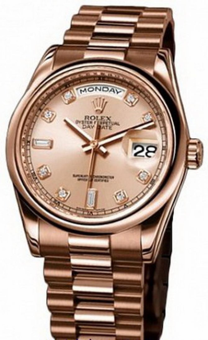 Rolex 118205 pink diamonds Day-Date Everose Gold