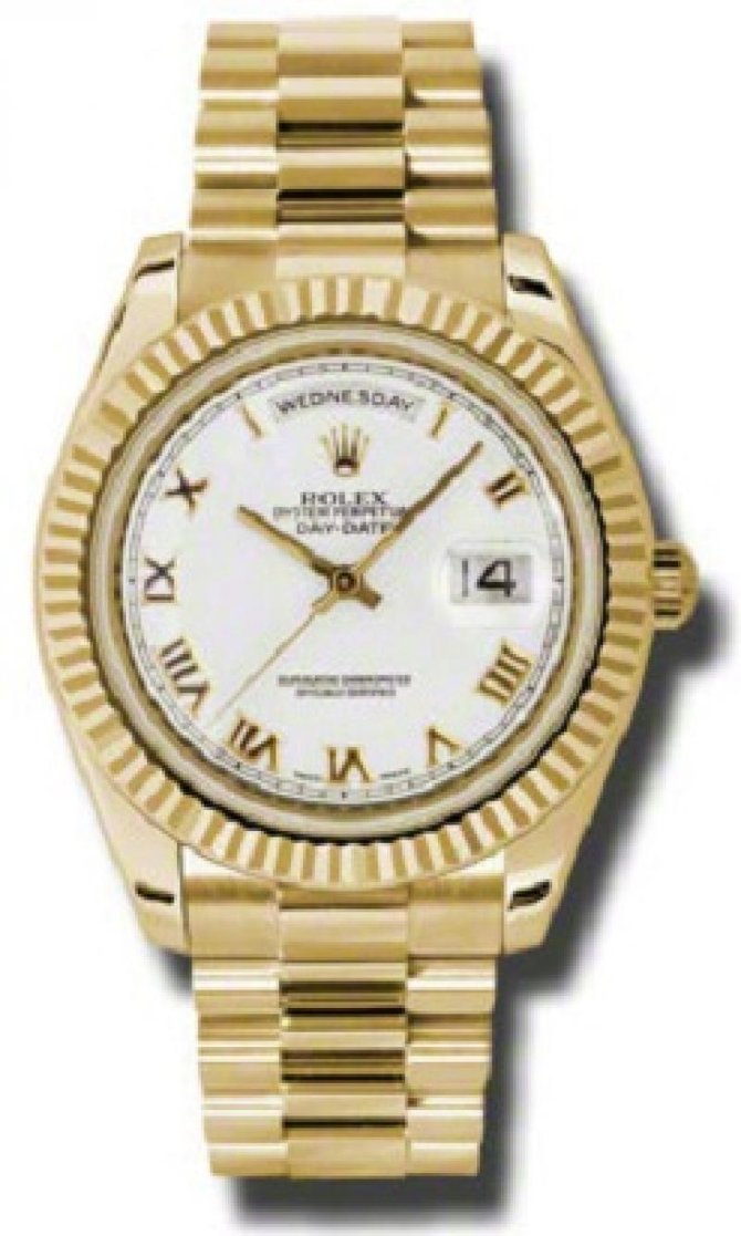 Rolex 218238 White Day-Date Yellow Gold