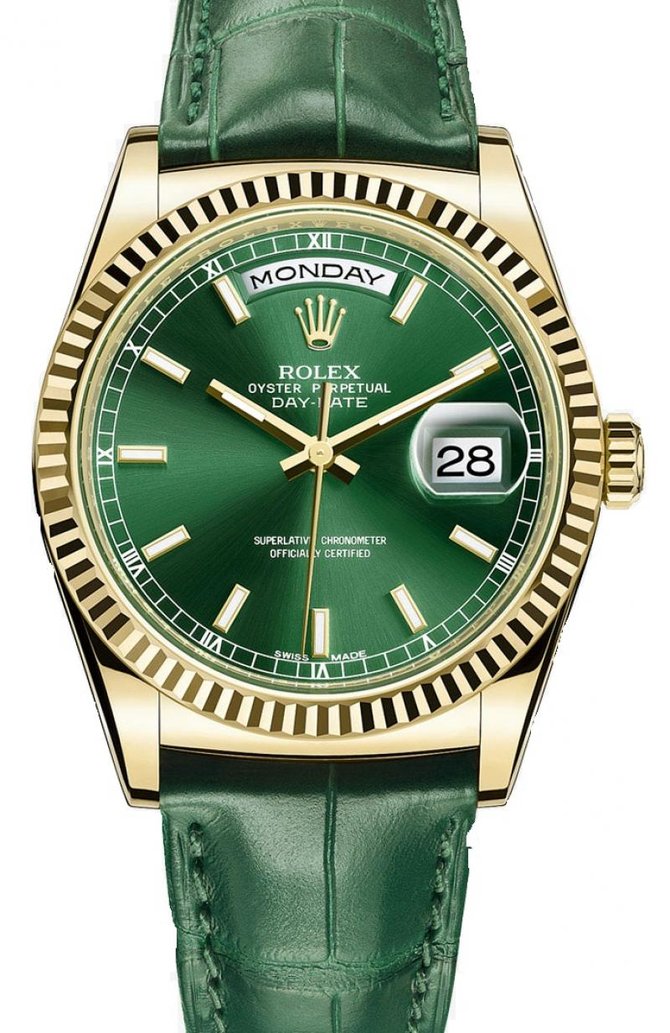 Rolex 118138-green Day-Date Yellow Gold - фото 1