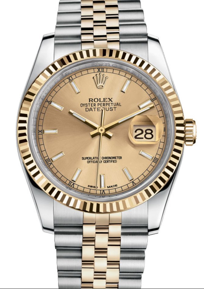Rolex 116233 champagne Datejust Steel and Yellow Gold