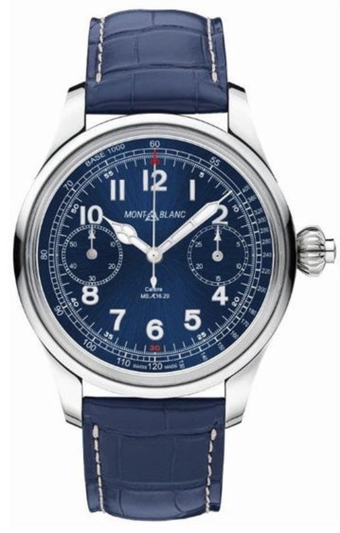Montblanc 114086 Villeret 1858 Chronograph Tachymeter Blue Limited Edition