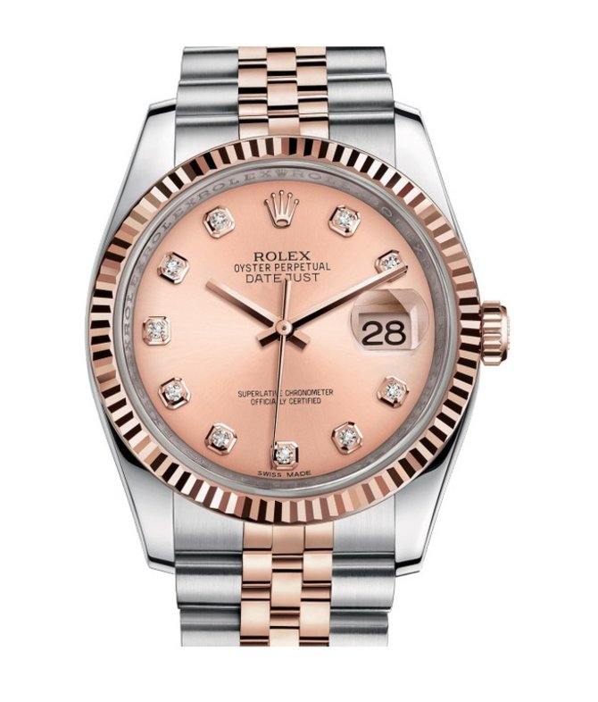 Rolex 116231 Pink Diamond Dial Jubilee Datejust 36 Steel And Pink Gold - Fluted Bezel - фото 1
