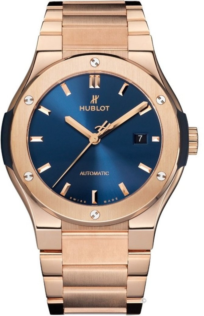 Hublot 568.OX.7180.OX Classic Fusion Bracelet Blue King Gold
