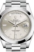 Rolex Day-Date 228206 Silver set with diamonds 40 mm Platinum