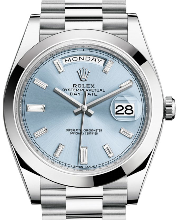 Rolex 228206 Ice blue set with diamonds Day-Date 40 mm Platinum - фото 1