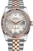 Rolex Datejust 116231 silver diamond dial Jubilee Steel and Gold Pink Gold - Fluted Bezel