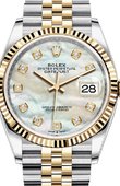 Rolex Часы Rolex Datejust Ladies 126233 White mother-of-pearl diamonds Jubilee Yellow Rolesor Fluted Bezel