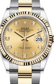 Rolex Datejust Ladies 126233 Champagne-colour set with diamonds Yellow Rolesor Fluted Bezel Oyster Bracelet