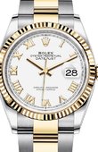 Rolex Datejust Ladies 126233 White Roman numeral Yellow Rolesor Fluted Bezel Oyster Bracelet