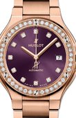 Hublot Часы Hublot Classic Fusion 568.OX.898V.OX.1204 38 mm King Gold Purple Diamonds Bracelet