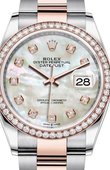 Rolex Datejust 126281RBR White mother-of-pearl set with diamonds Everose Rolesor Set with Diamonds Bezel Oyster Bracelet