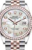 Rolex Datejust 126281RBR White mother-of-pearl set with diamonds Everose Rolesor Set with Diamonds Bezel Jubilee Bracelet
