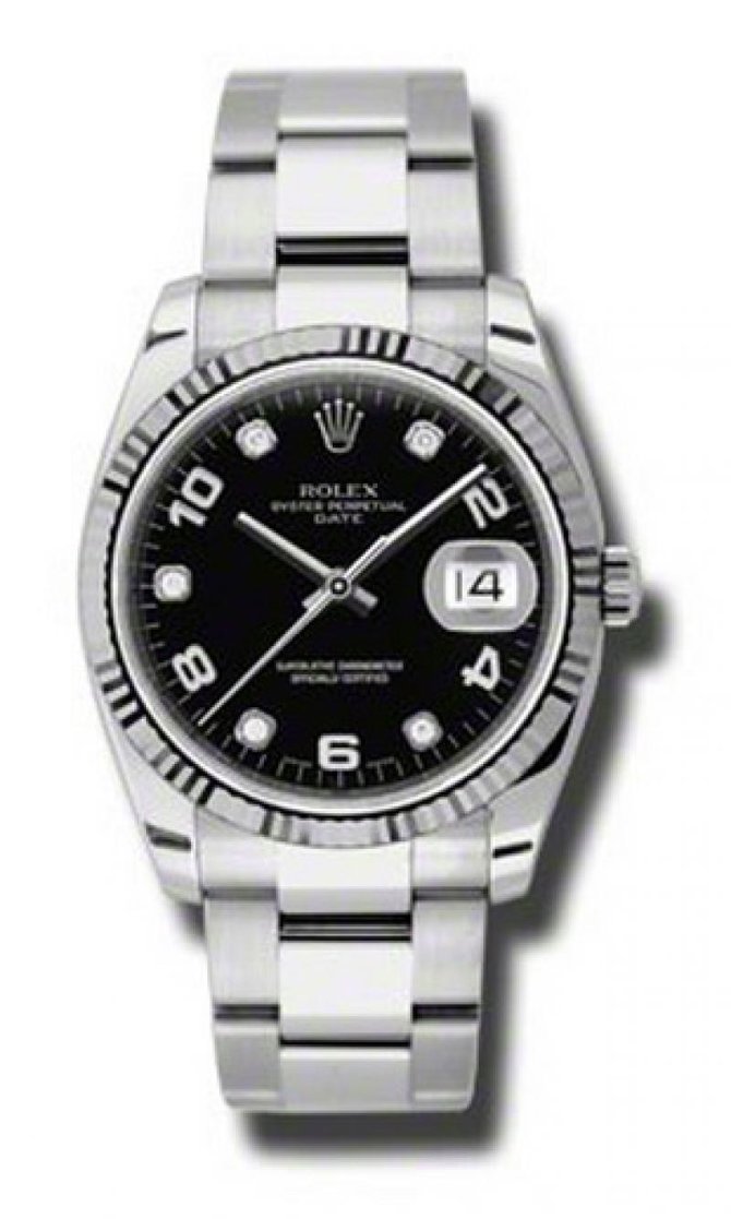 Rolex 115234 bkdo Oyster Perpetual Date Steel and White Gold - фото 1