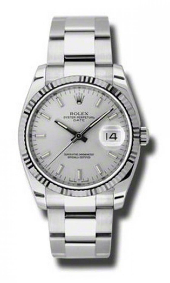 Rolex 115234 sso Oyster Perpetual Date Steel and White Gold - фото 1