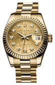 Rolex Datejust Ladies 179178 Champagne D President 26 mm Yellow Gold - Fluted Bezel