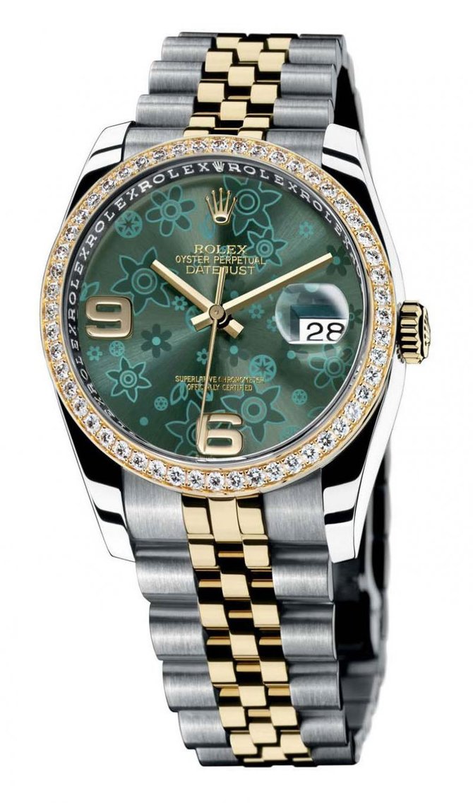 Rolex 116243 Green Floral dial Jublilee Datejust Ladies Datejust 36mm - Steel and Yellow  - фото 1