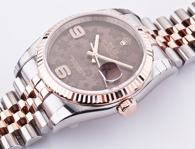 Rolex 116231 brown floral diamonds dial Jubilee Datejust Ladies 36mm - фото 6
