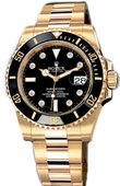 Rolex Часы Rolex Submariner 116618 black dial 8 diamond Date Yellow Gold