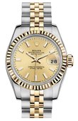 Rolex Datejust Ladies 179173 Champagne 26mm Steel and Yellow Gold