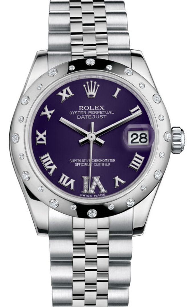Rolex 178344 Purple Datejust 31mm Steel and White Gold