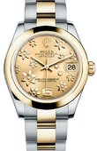Rolex Datejust 178243 Champagne Floral 31mm Steel and Yellow Gold