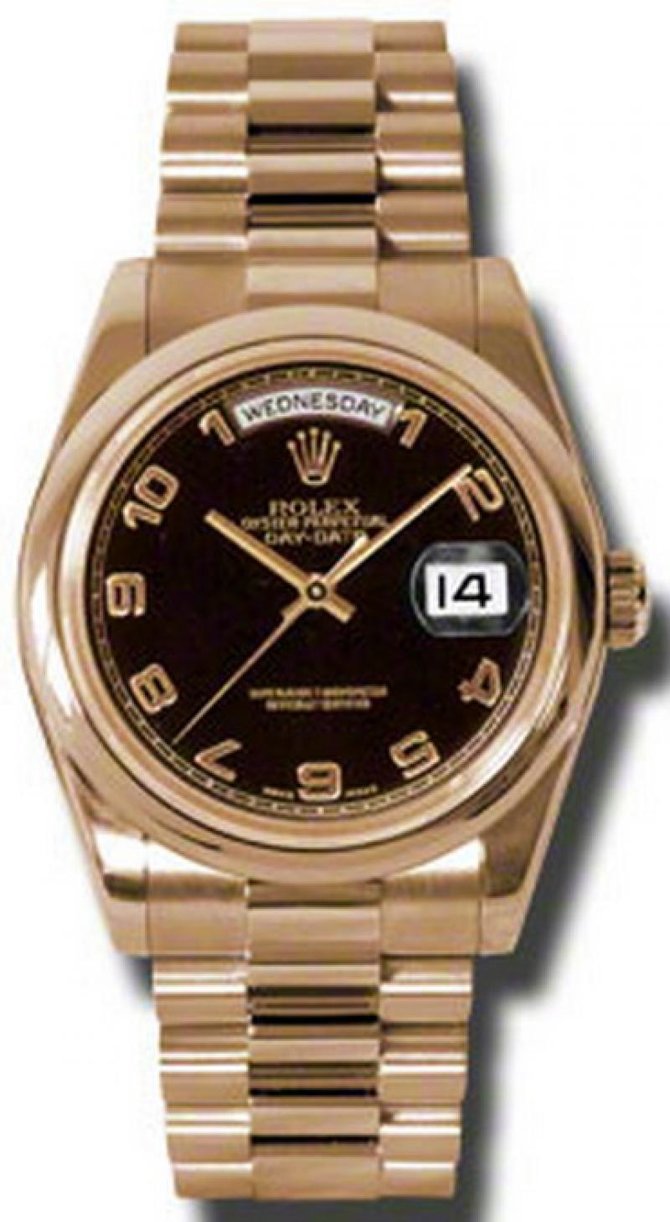 Rolex 118205 black Day-Date Everose Gold - фото 1