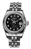 Rolex Datejust Ladies 179174 Black Jubilee D 26mm Steel and White Gold