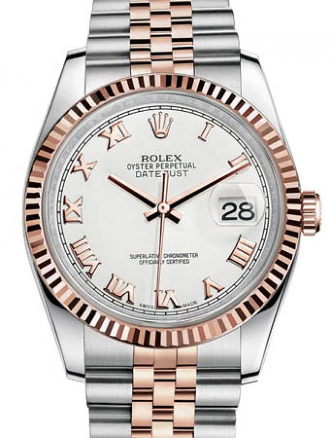 Rolex 116231 White Roman Dial Jubilee Datejust Ladies Steel and Pink Gold Jubilee