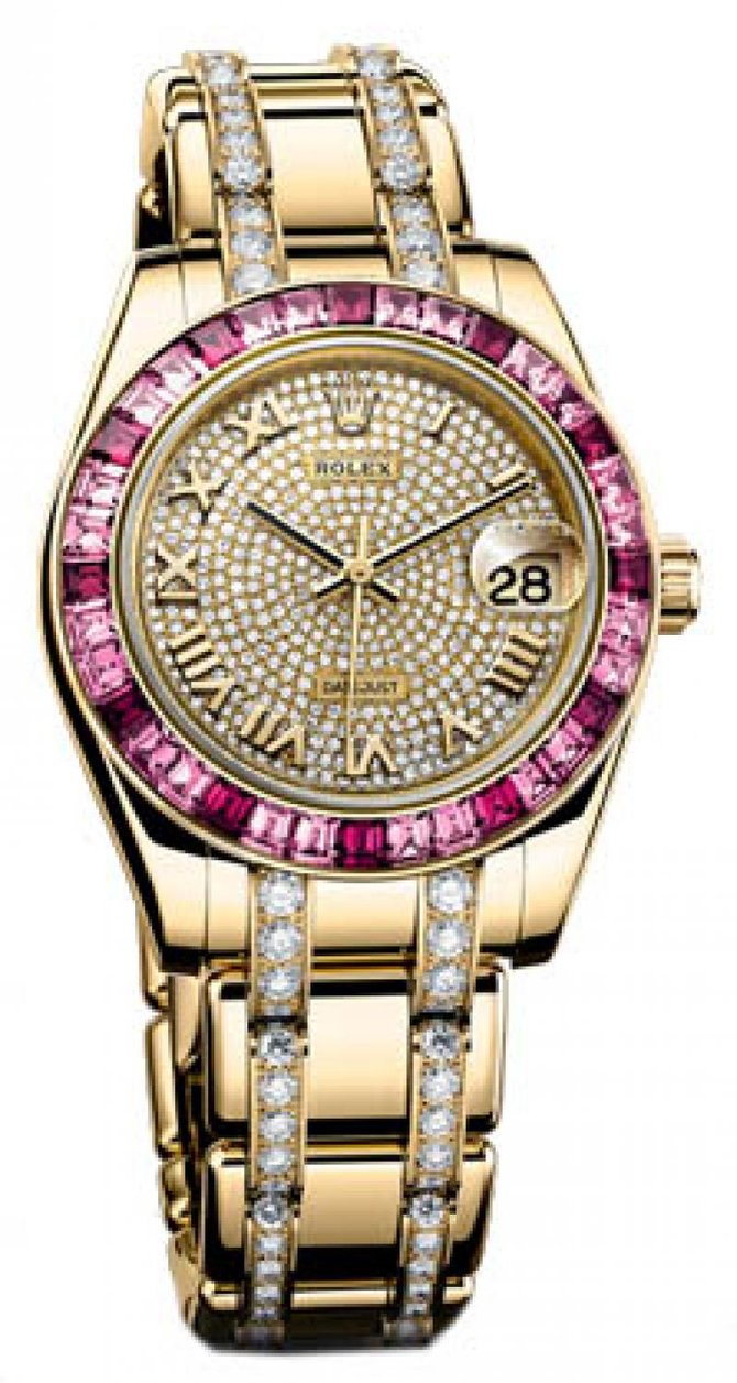 Rolex 81348SARO Diamonds Bracelet Datejust Ladies Pearlmaster 34