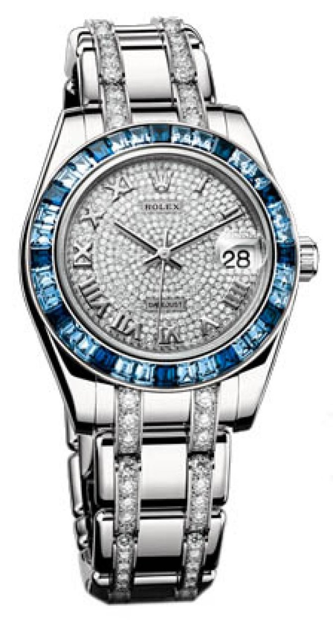 Rolex 81349SA Diamonds Bracelet Datejust Ladies Pearlmaster 34