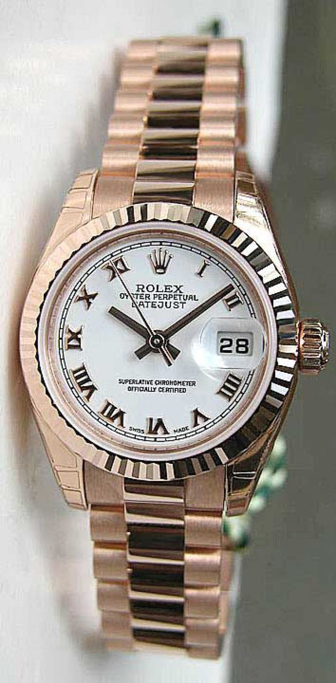Rolex 179175 White Datejust Ladies 26mm Everose Gold - фото 4