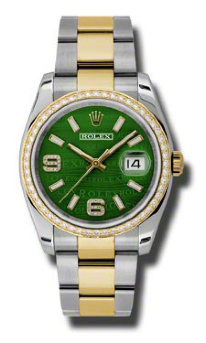 Rolex 116243 Green Waves Diamonds Oyster Datejust 36mm Steel and Yellow Gold - фото 4