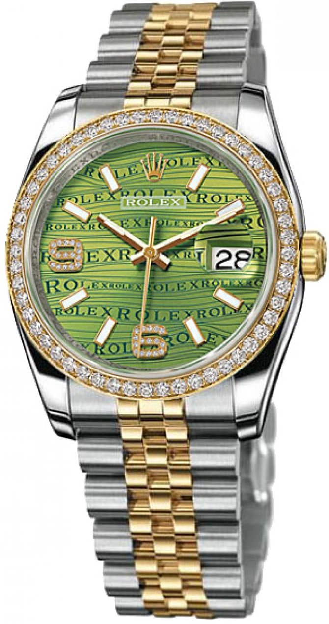 Rolex 116243 Green Waves Diamonds Jubilee Datejust 36mm Steel and Yellow Gold - фото 1