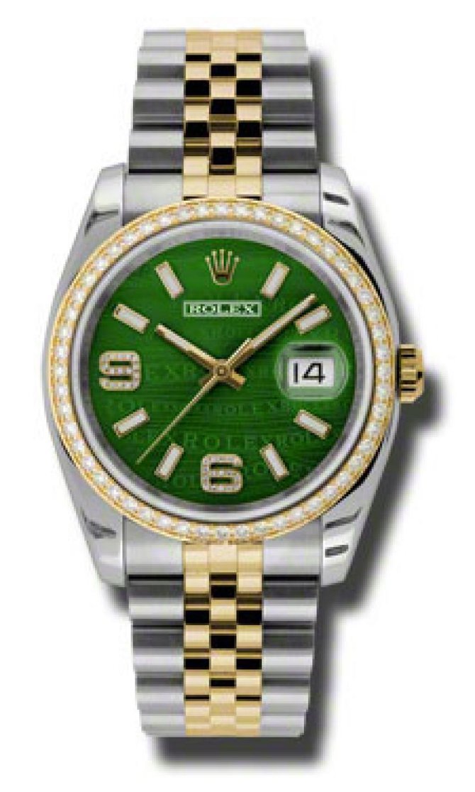 Rolex 116243 Green Waves Diamonds Jubilee Datejust 36mm Steel and Yellow Gold - фото 2