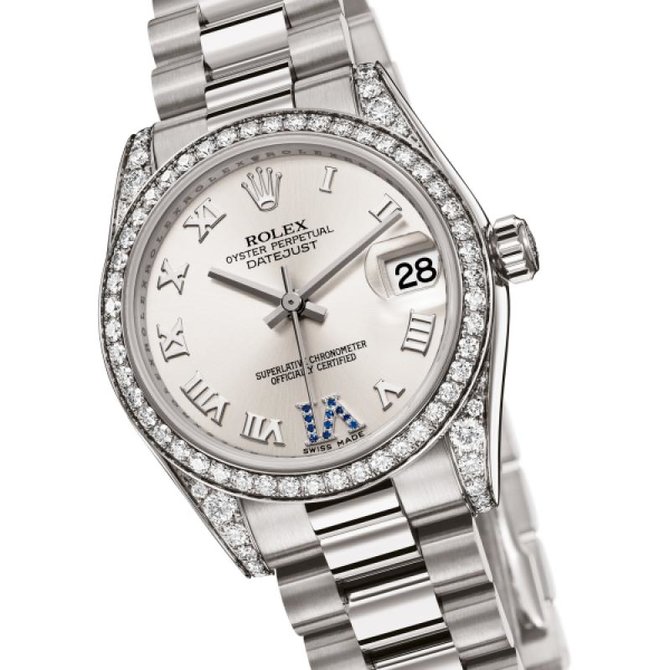 Rolex 178159 Silver Sapphires Datejust 31mm White Gold  - фото 2