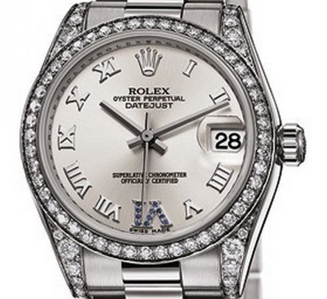 Rolex 178159 Silver Sapphires Datejust 31mm White Gold  - фото 3