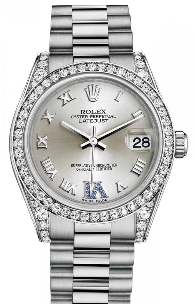 Rolex 178159 Silver Sapphires Datejust 31mm White Gold  - фото 1